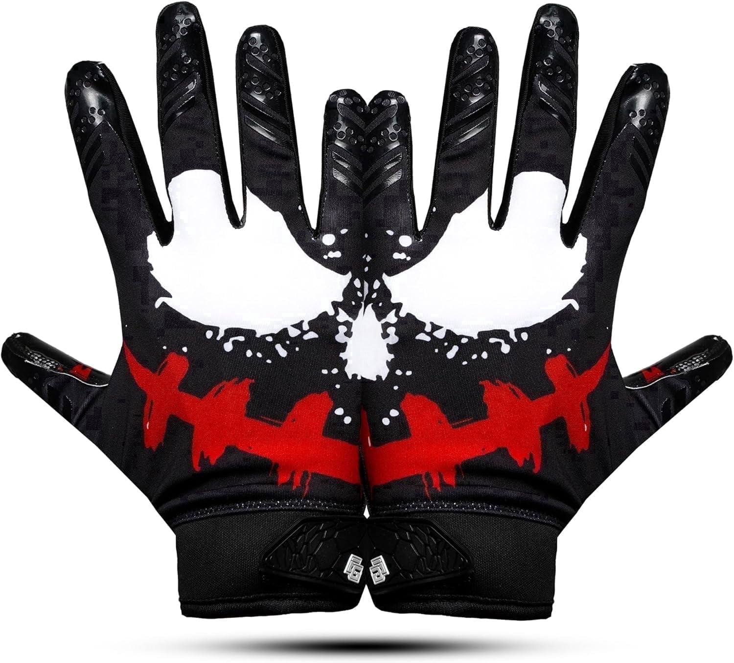 Lupine Evil 2.0 Youth Football Gloves, Extra Sticky Grip Receiver Gloves, Black, Youth M-L
