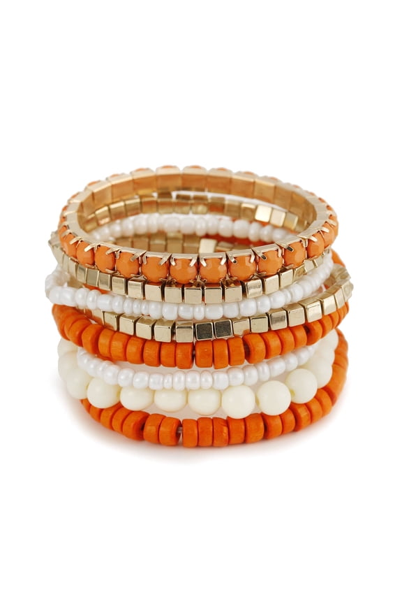 Bohemian Beads Cube Multi Strand Stretch Stackable Bangle Bracelet Set (bl003172-2)