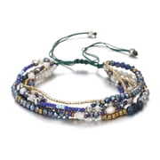 lureme Bohemian Boho Stackable Beaded Bracelets for Women Girls Multilayers Stack Beads Bracelet Colorful Charm Handmade Jewelry Adjustable Sizes Multicolors 1pc Packbl003562-4