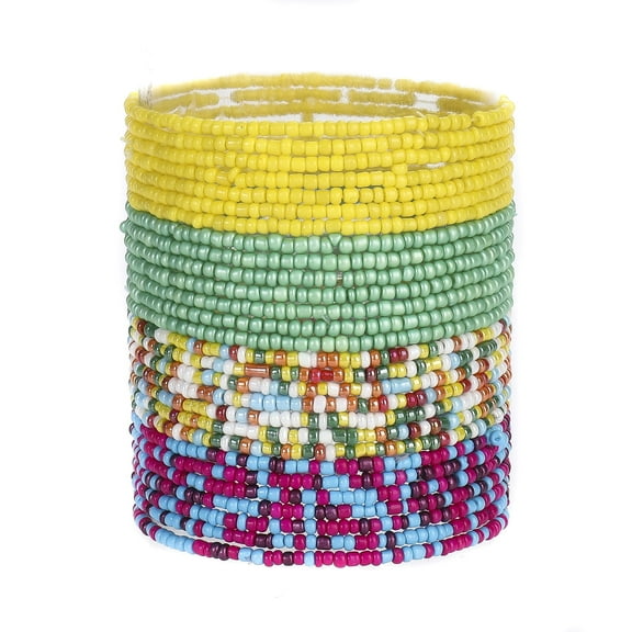 lureme Boho 28Pcs Multicolors Stackable Beads Elastic Bracelets Set for Women (bl003585-1)