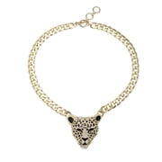 lureme Gold Lion Head Pendant Necklace, Leopard Tiger Bull Necklace Mens Hip Hop Rapper Jewelry nl006313-2