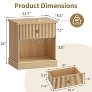 luted Nightstand with Drawer, Mid Century Modern Bedside Table Light Wood Nightstand with Storage, Space Saving for Living Room Bedroom
