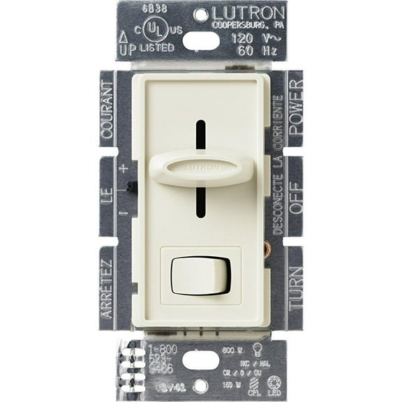 lutron scl-153p-la skylark cl 150-watt cfl/led/incandescent dimmer, light almond