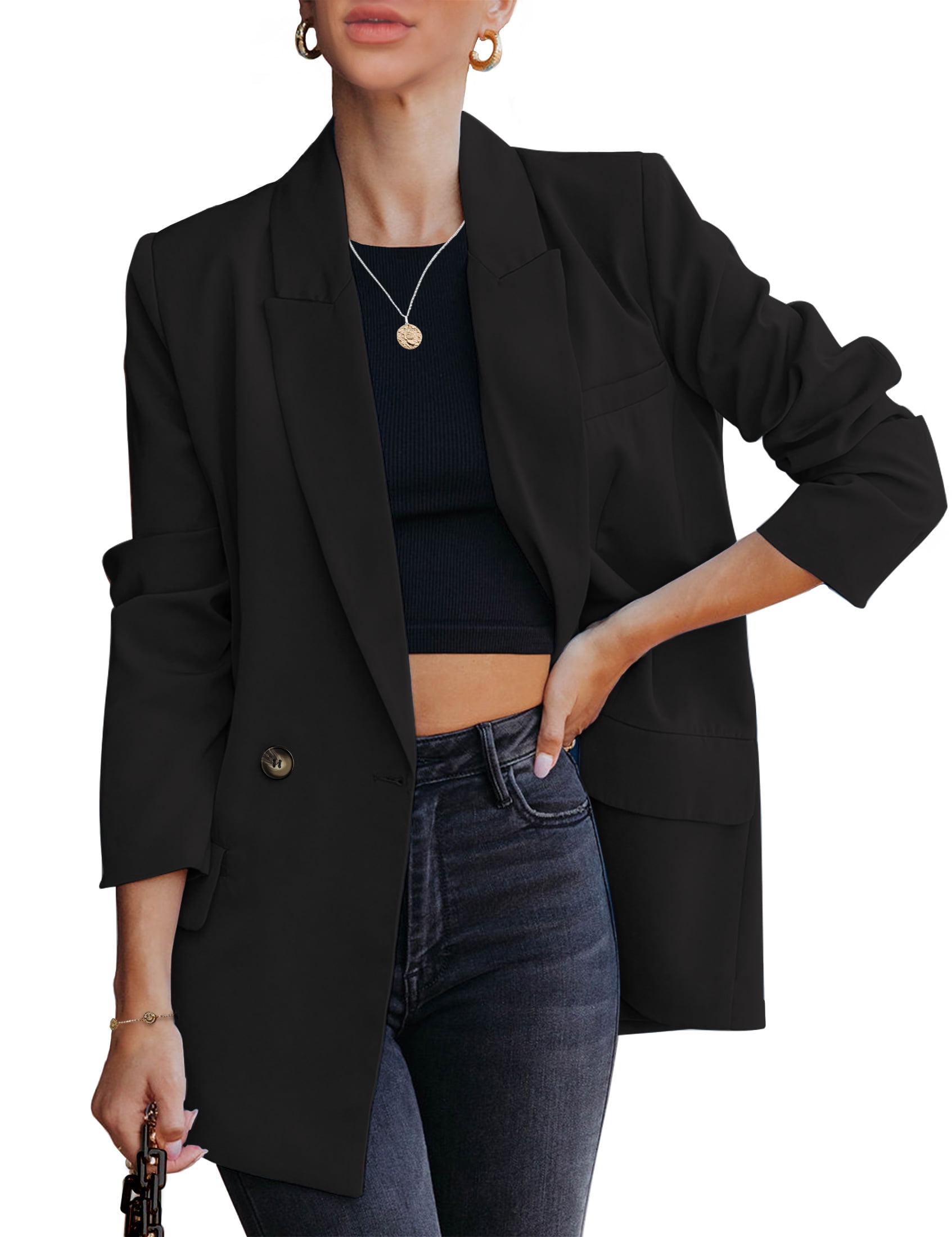 Luvamia Women’s Blazer Jacket – Casual Office Wear, Lightweight, Double-Breasted