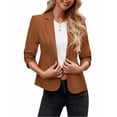 thumbnail image 1 of luvamia Blazer for Women 3/4 Ruffled Sleeve Blazer One Button Business Casual Suit Summer Jacket Size M Fit Size 8 Size 10, 1 of 10