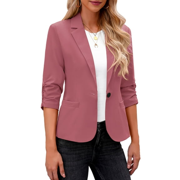 luvamia Blazers for Women Suit Jackets Dressy 3/4 Sleeve Blazer Business Casual Outfits for Work Size L Fit Size 12 Size 14