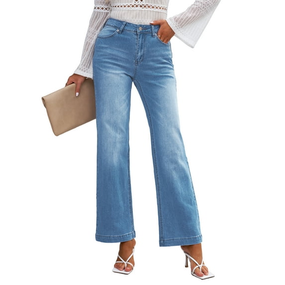 luvamia Wide Leg Jeans for Women Vintage High Waisted Stretch Cropped Baggy Denim Dressy Pants with Pockets, Size 2-18