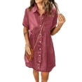 thumbnail image 1 of luvamia Women's High Rise Denim Dress Lapel Button Down A-Line Jean Dress Baroque Rose Size 2XL, 1 of 9