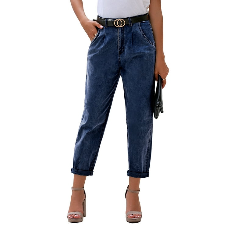 luvamia Women's High Waisted Baggy Mom Jeans Vintage Boyfriend Tapered  Denim Pants Lapis Loft Size 2XL Size 20 Size 22 