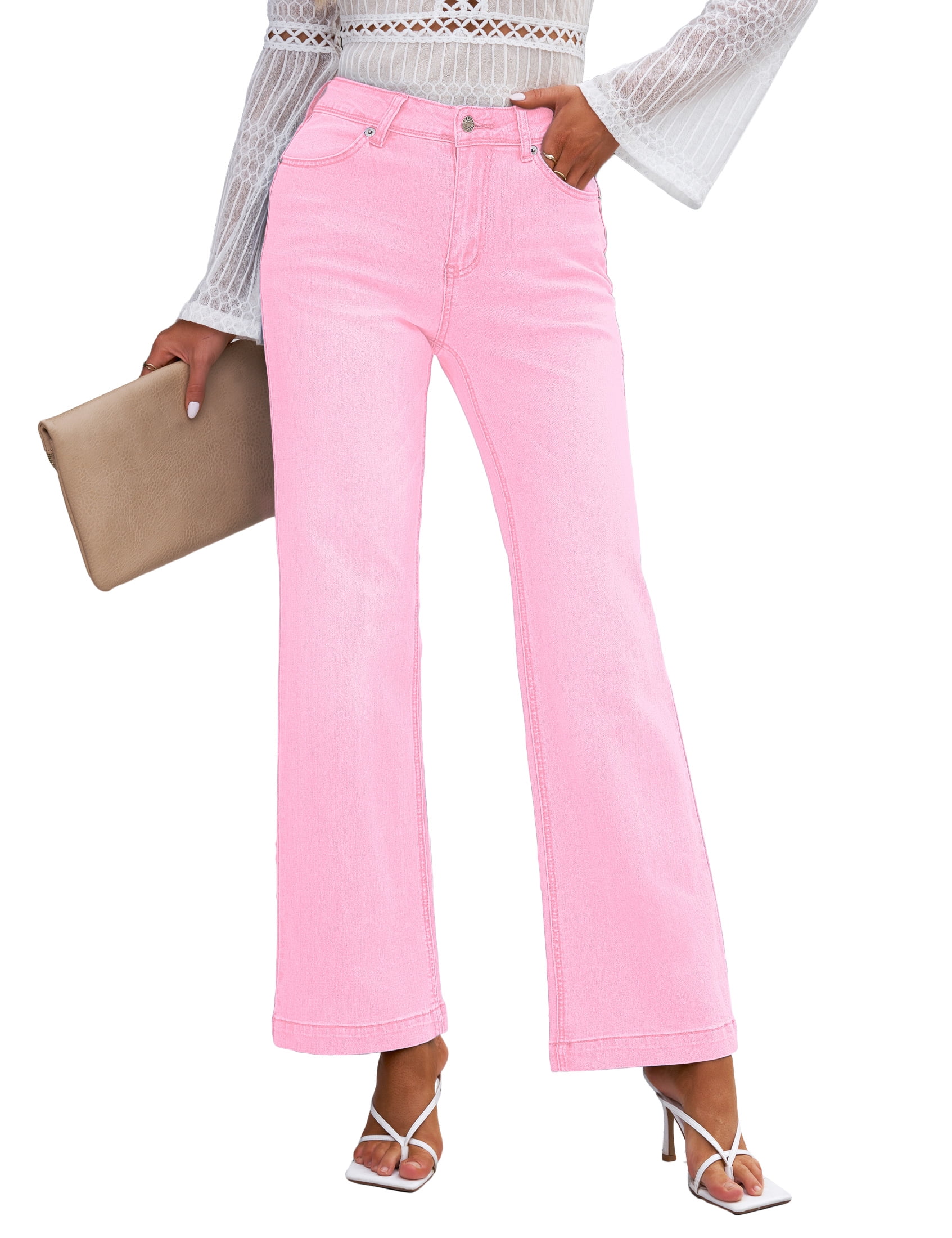 Luvamia Hoge Taille Uitlopende Jeans voor Vrouwen, Brede Pijpen, Stretch, Baggy Jeans, XL