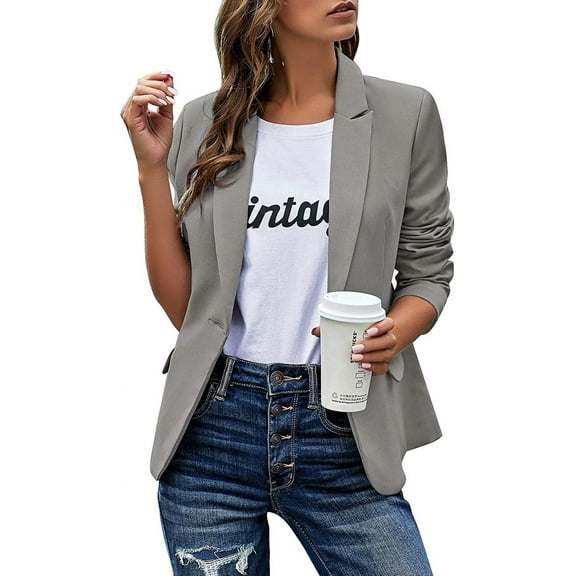 luvamia Womens Business Casual Blazer Work Office Coats Pocket Back Slit Jacket Suit, Size S-2XL