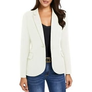 luvamia Womens Business Casual Blazer Work Office Coats Pocket Back Slit Jacket Suit, Size S-2XL
