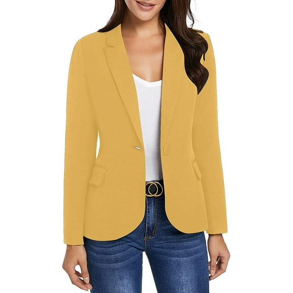 luvamia Womens Business Casual Blazer Work Office Coats Pocket Back Slit Jacket Suit, Size S-2XL
