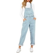 luvamia Womens Stretch Adjustable Denim Bib Overalls Jeans Pants Jumpsuits Medium Wash, Size S-2XL