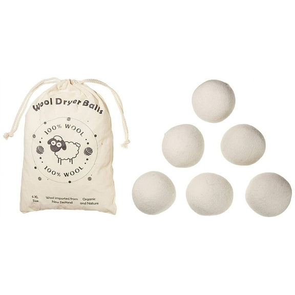 luxmeco Brand Natural Organic Wool Laundry Dryer XL Premium Reusable Balls (Pack of 6) Fabric Softener