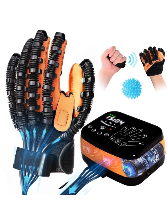 luxmo Rehabilitation Robot Glove for Stroke Patient, Hand Stroke Recovery Equipment with 3 Modes, USB Chargeable Fingers Strength Training Device for Hemiplegia, Adjustable Speed and Strength