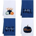 thumbnail image 1 of luyaa 4 Pcs Fall Kitchen Towels 18x26 inch Thanksgiving Teal Striped Pumpkin Decorative Dish Hand Towels Set for Autumn Bathroom Kitchen Farmhouse Decor, 1 of 6