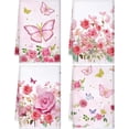 thumbnail image 1 of luyaa 4 Pcs Summer Decorative Kitchen Towels Absorbent 26 x 18 Inch Tea Hand Bath Towel Mermaid Butterfly Marble Dish Gift for Kitchen Bathroom Spa Sport Housewarming(Red, Pink,Butterfly), 1 of 6