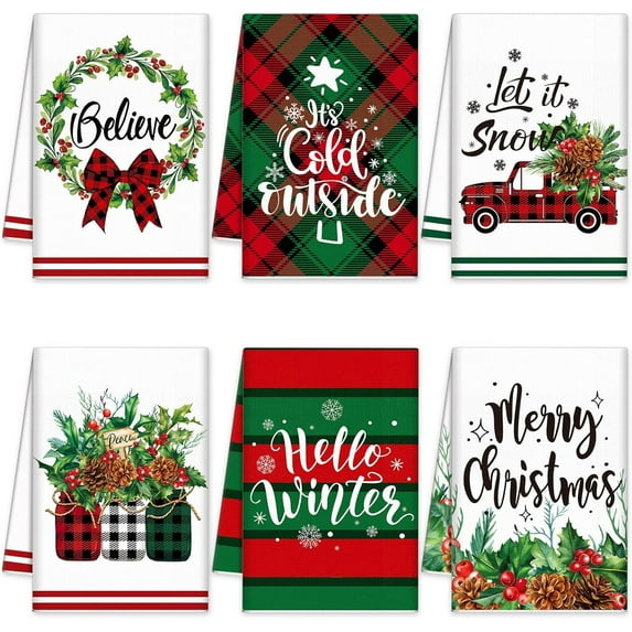 luyaa 6 Pcs Thanksgiving Kitchen Towels Fall Pumpkin Hand Towels 18'''' x 26'''' Autumn Dish Towels Eucalyptus Leaves Decorative Tea Towel Yellow Absorbent Dish Cloths for Bathroom Home Decor