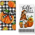 thumbnail image 1 of luyaa Hello Fall Pumpkin Sunflower Kitchen Dish Towels Set of 2, Autumn Harvest Floral Flower Jar Hand Towels Drying Baking Cooking Cloth, Thanksgiving Farmhouse Sweet Home Kitchen Decor 18x26 Inch, 1 of 6