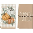 thumbnail image 1 of luyaa Hello Pumpkin Eucalyptus Leaves Fall Kitchen Towels Dish Towels, 18x26 Inch Autumn Thanksgiving Harvest Tea Hand Towel Set of 2, 1 of 6