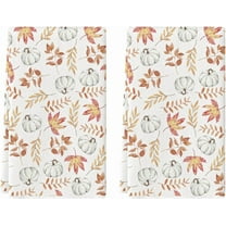 luyaa Orange Leaves Pumpkin Fall Kitchen Towels Dish Towels, 18x26 Inch Farmhouse Decoration Hand Towels Set of 2