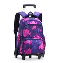 lvyH Boys Girls Rolling Backpack Large-capacity Wheeled Backpack Waterproof Trolley School Bag,Purple (6 Wheels)