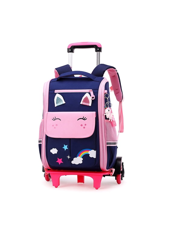 lvyH Rolling Backpack,Trolley Wheeled Backpacks Waterproof Elementary School Bag Travel Outdoor