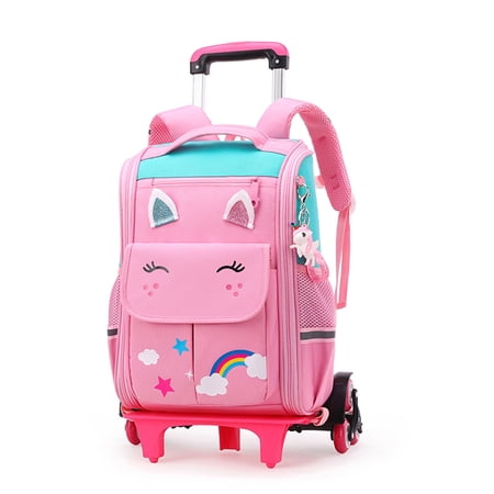 lvyH Rolling Backpack,Trolley Wheeled Backpacks Waterproof Elementary School Bag Travel Outdoor