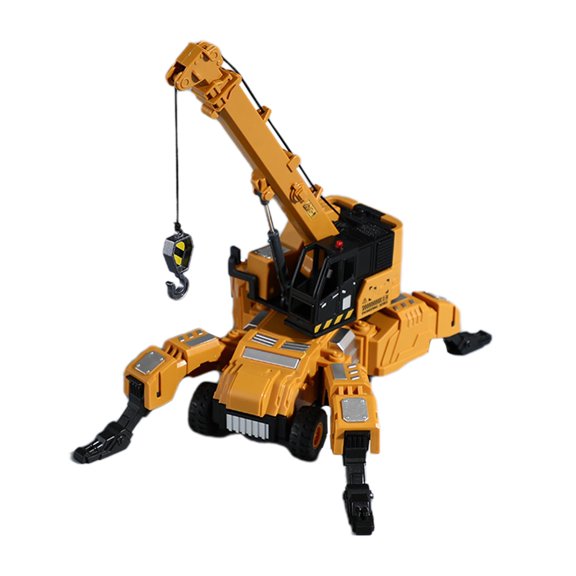 lwlmwt Deformable Tower Crane Engineering Toy Truck, Movable Lifting Arm & Retractable Stabilizer Legs, Inertia Construction Vehicle Model Gift for Boys Ages 3+