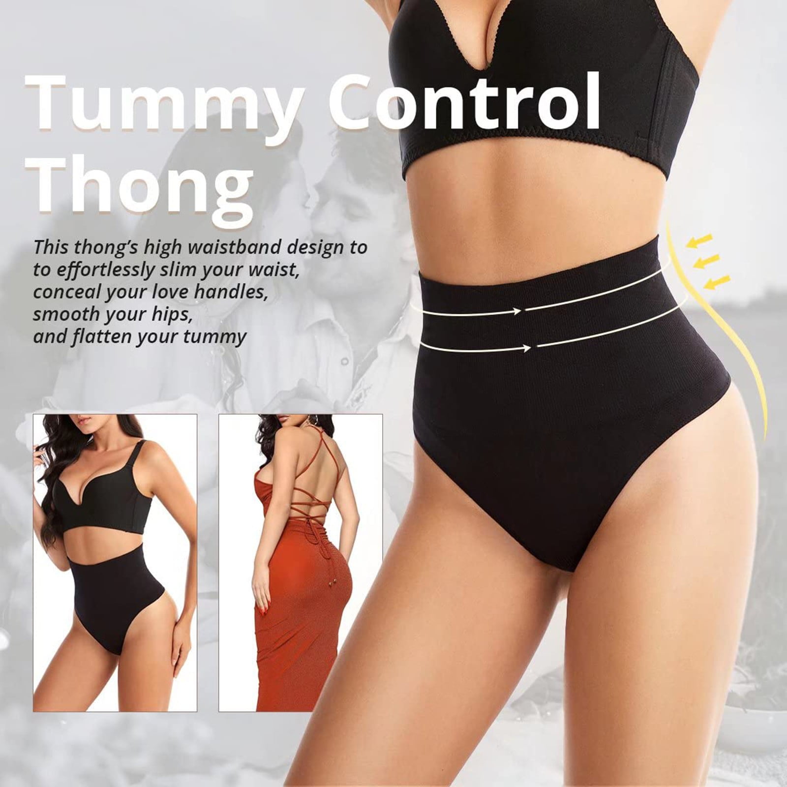 lystmrge Long Length Long Waist Trainer Body Sheer Tummy Control Underwear  For Women Firm Tummy Support Shaping Thong High Waist Shapewear Panties  Seamless Body Shaper 