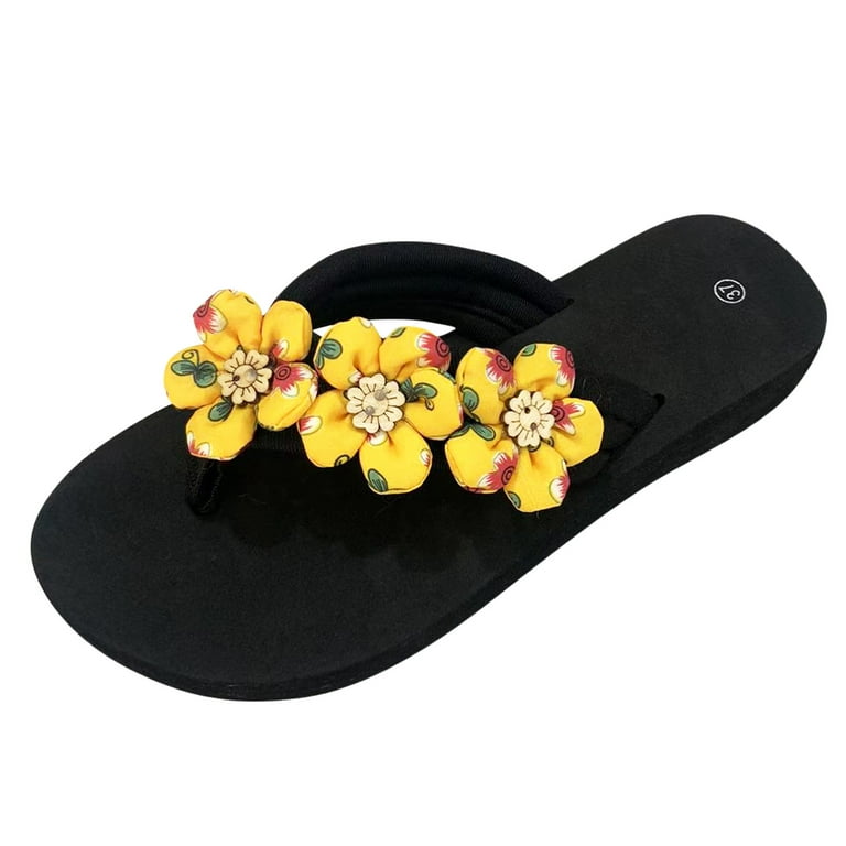 lystmrge Womens Sport Sandals Size 9 Sandals for Women Low Heel Wedges  Sandals 7.5 Womens Slippers For Women Ladies Summer Flip Flops Open Toe  Flowers Bohemian Sandals Casual Shoes 