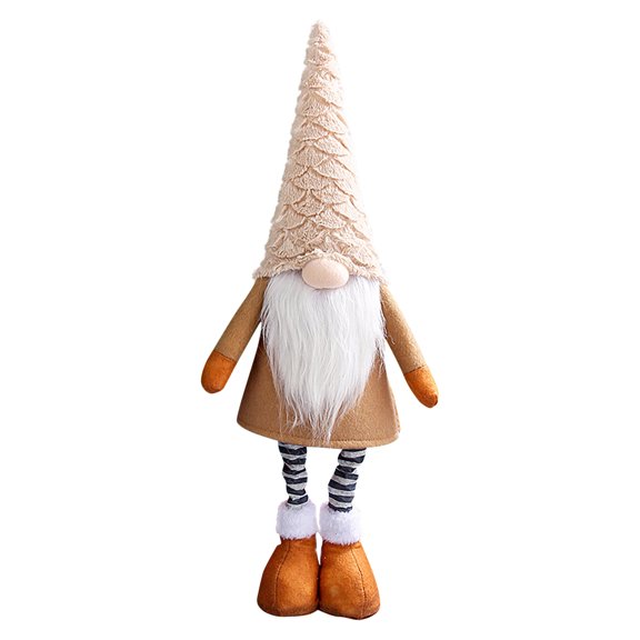 lzexuh Christmas Retractable Faceless Gnome Figurine,Plush Elf and Santa Dwarf Doll Ornament,Festive Tabletop Decoration for Home and Office Brown