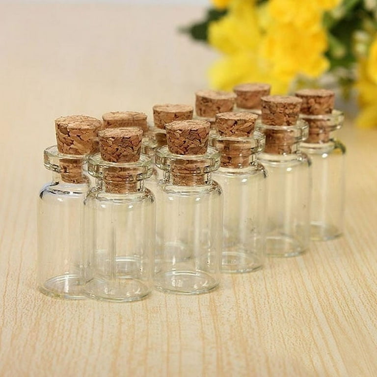10PCS Mini Tiny Glass Bottles with Cork Stopper Clear Bottle Vial
