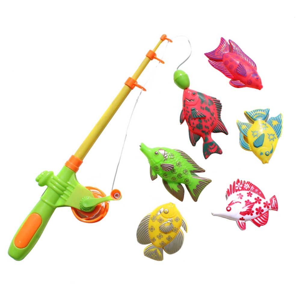 lzndeal 6Pcs Children'S Magnetic Fishing Toy Plastic Fish Outdoor