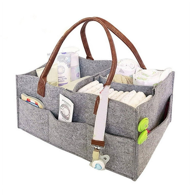 Portable Felt Baby Diaper Caddy Organizer Tote Bag Storage Bin