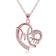 lzndeal Love Mom Necklace Jewelry Mum Letters Heart Pendant Necklace Mother Day Gift New