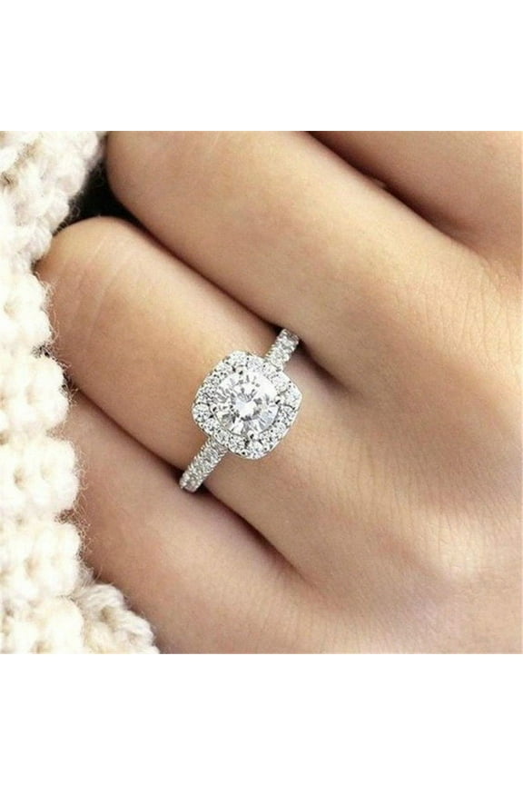 , White Artificial Diamond Engagement Ring