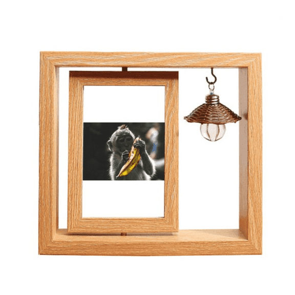 m Animal Monkey Wooden Rotating Picture Photo Frame 4x6