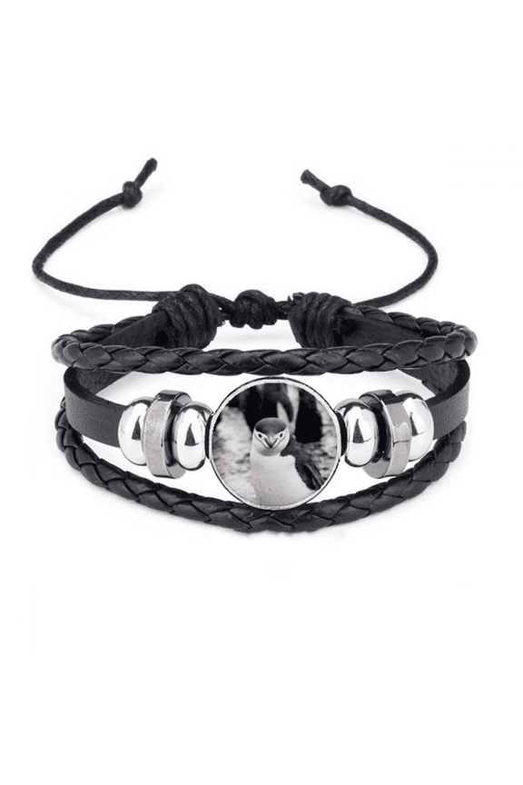m Animal Penguin Bracelet Braided Leather Woven Rope Wristband