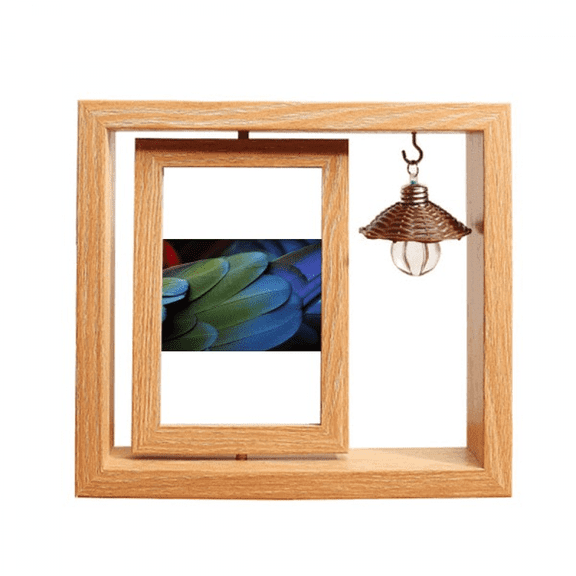 m  Bird Feather Wooden Rotating Picture Photo Frame 4x6