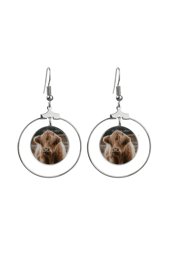 m animal buffalo earrings dangle hoop jewelry drop circle