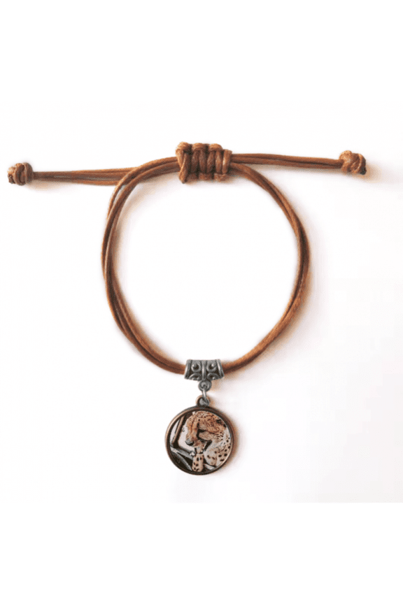 m animal leopard bracelet leather hide wristband brown jewelry