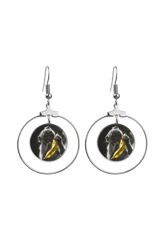 m animal monkey earrings dangle hoop jewelry drop circle