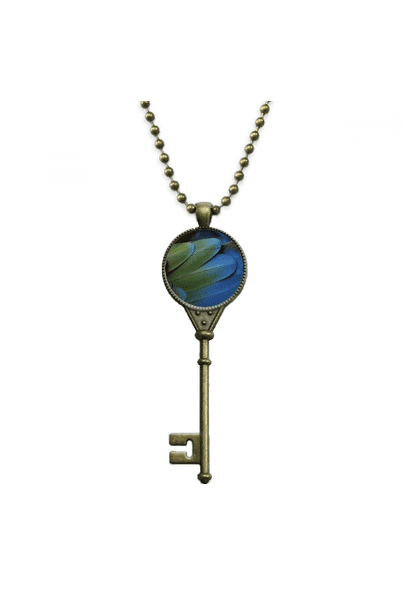 m bird feather key necklace pendant tray embellished chain