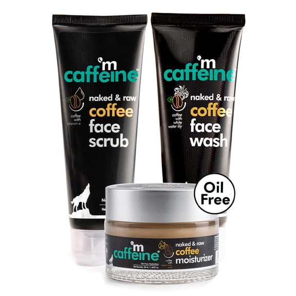 mCaffeine Coffee C-E-M Routine | Face Wash, Face Scrub & Moisturizer for Deep Cleansing, Exfoliation and Oil-Free Moisturization | Cruelty-Free & Vegan | For Men & Women
