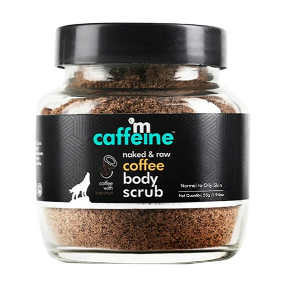 mCaffeine Naked and Raw Exfoliating Coffee Body Scrub, Coconut, 1.94 oz