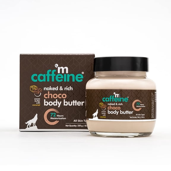 mCaffeine Naked and Rich Choco Body Butter Cocoa Butter, Caramel Deep Moisturizing All Skin - 250 g