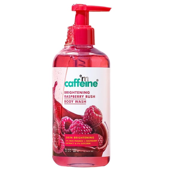 mCaffeine Niacinamide and Raspberry Brightening Body Wash, 300 mL