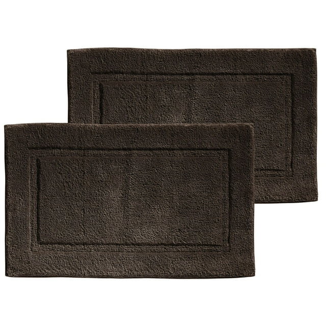 mDesign 100 Cotton Bath Mat, HotelStyle Bathroom Floor Rug, 2 Pack
